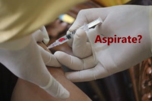 Should you aspirate the needle before administering the vaccine?