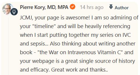 Dr Pierre Kory's comments about Vitamin C timeline page